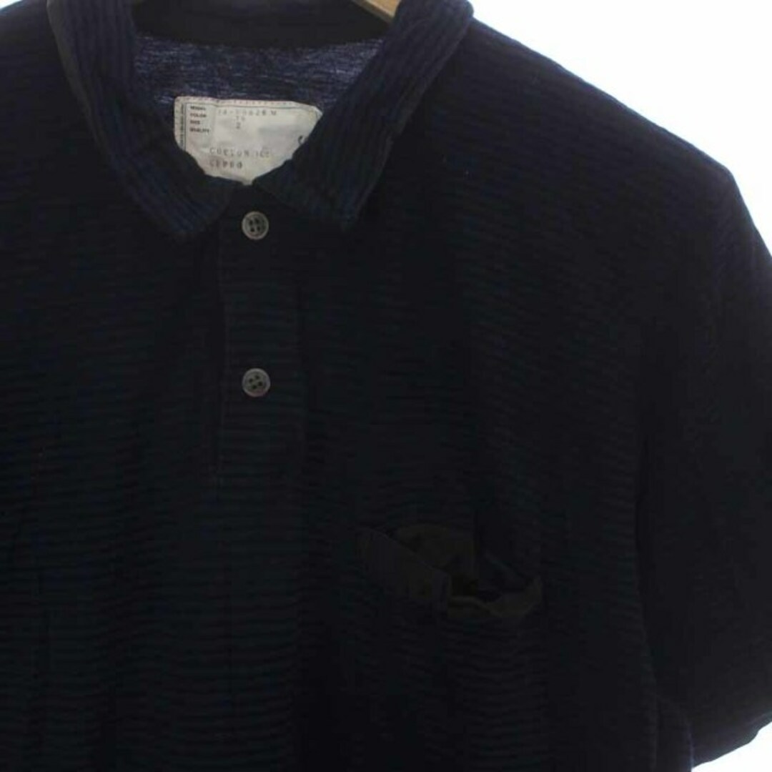 sacai(サカイ)のsacai ポロシャツ カットソー 半袖 ボーダー 紺 ネイビー 黒 ブラック メンズのトップス(ポロシャツ)の商品写真