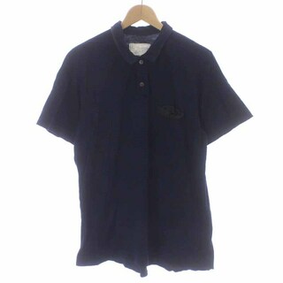 サカイ(sacai)のsacai ポロシャツ カットソー 半袖 ボーダー 紺 ネイビー 黒 ブラック(ポロシャツ)