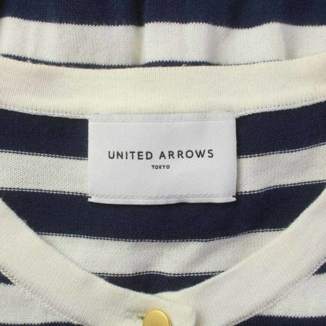 UNITED ARROWS(ユナイテッドアローズ)のユナイテッドアローズ ニットカーディガン 長袖 ボーダー 薄手 紺 ネイビー 白 レディースのトップス(カーディガン)の商品写真