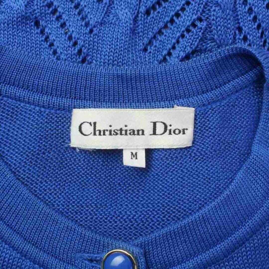 Christian Dior(クリスチャンディオール)のクリスチャンディオール サマーニットカーディガン 長袖 M 青 ブルー /AT3 レディースのトップス(カーディガン)の商品写真