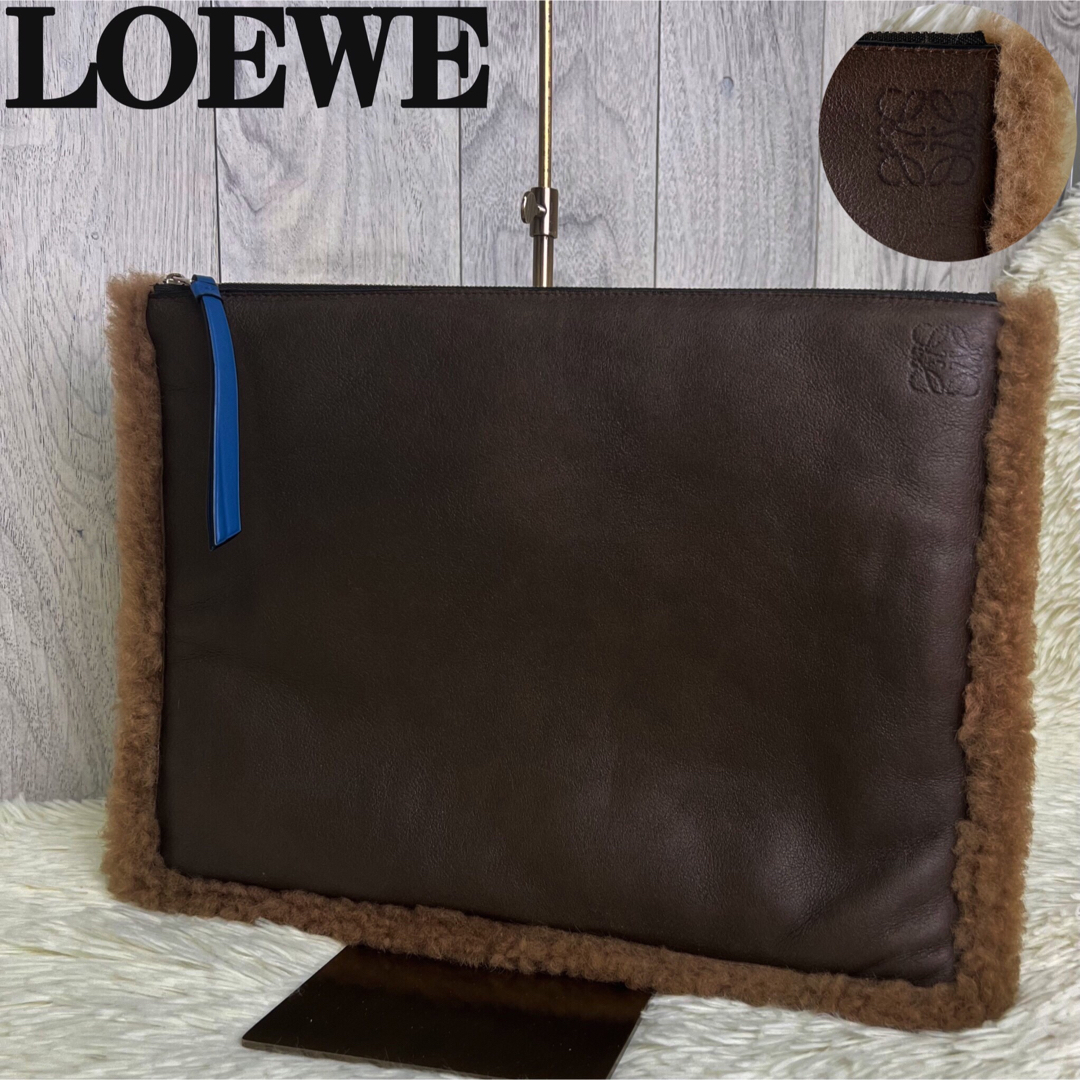 LOEWE(ロエベ)の希少♡ムートン♡ナッパレザー♡A4可♡極美品♡ロエべ アナグラム クラッチバッグ メンズのバッグ(セカンドバッグ/クラッチバッグ)の商品写真