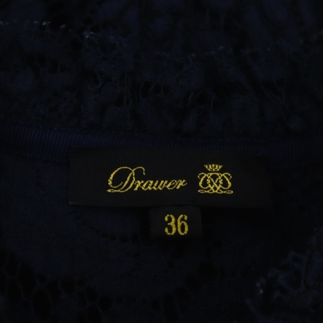 Drawer(ドゥロワー)のドゥロワー Drawer レースブラウス ノースリーブ 36 紺 ネイビー レディースのトップス(シャツ/ブラウス(半袖/袖なし))の商品写真
