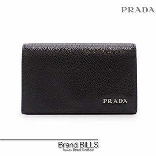 プラダ(PRADA)の未使用品 プラダ カードケース 名刺入れ 2MC122 ブラック ネイビー シルバー金具 レザー ユニセックス(名刺入れ/定期入れ)