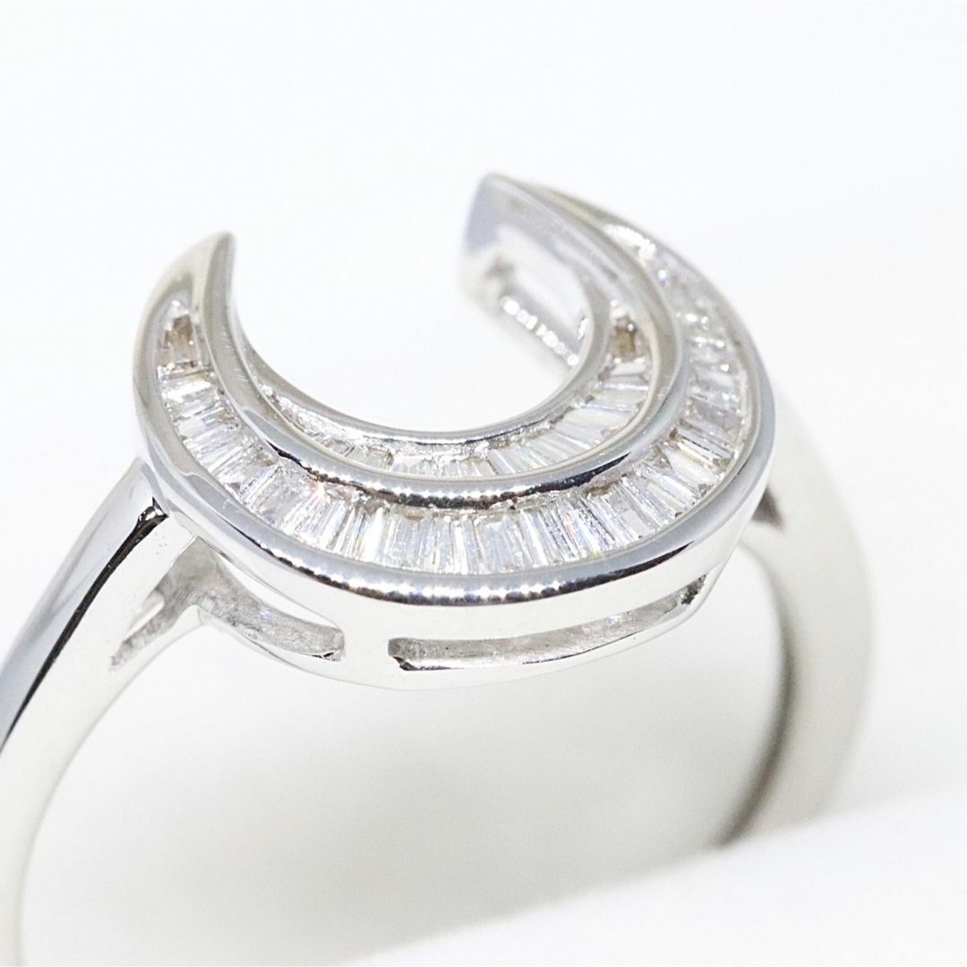 GSTV ムーン 三日月 テーパー 天然 ダイヤモンド リング K18WG 馬蹄 レディースのアクセサリー(リング(指輪))の商品写真