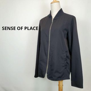 センスオブプレイスバイアーバンリサーチ(SENSE OF PLACE by URBAN RESEARCH)のSENSE OF PLACE 薄手ジャンパー M 黒色 ポケット(ブルゾン)