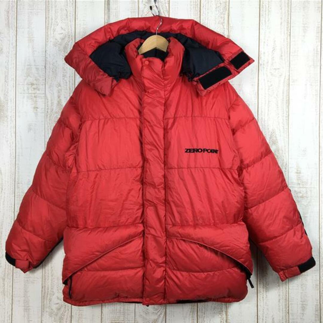 57cm袖丈MENs L  ゼロポイント by モンベル ゴア ダウン ジャケット GORE Down Jacket ドライロフト Dryloft フーディ パーカー 650FP 生産終了モデル 入手困難 ZEROPOINT by MONTBELL レッド系