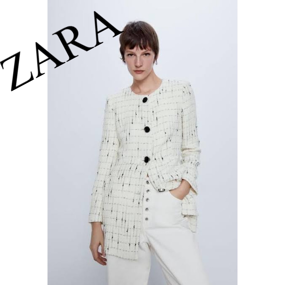 ZARA(ザラ)の新品　ZARA ザラ　ツイード　コート　ジャケット　人気　完売 レディースのジャケット/アウター(ノーカラージャケット)の商品写真