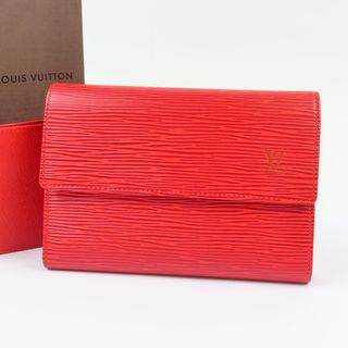 ルイヴィトン(LOUIS VUITTON)の新品同様美品 LOUIS VUITTON ルイヴィトン パピエ ベタ無 証明書ケース付き ヴィンテージ エピ 三つ折り財布 レザー レッド レディース【中古】(財布)