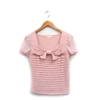 トゥービーシック(TO BE CHIC)のトゥービーシック カットソー Tシャツ スクエアネック 半袖 リボン 2 ピンク(カットソー(半袖/袖なし))