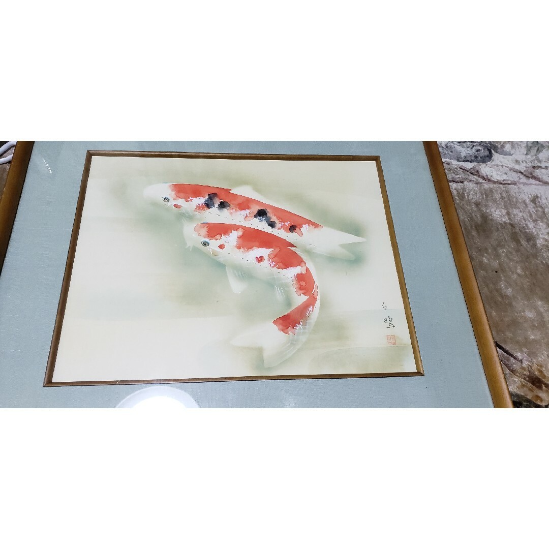 美しい鯉の油絵 エンタメ/ホビーの美術品/アンティーク(絵画/タペストリー)の商品写真