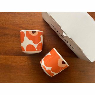 マリメッコ(marimekko)のセール　入手困難　新品　マリメッコ　ラテマグ　アプリコット(グラス/カップ)