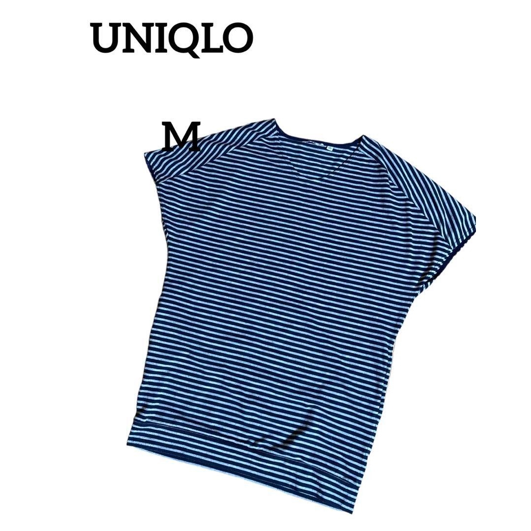 UNIQLO(ユニクロ)のUNIQLO ユニクロ 半袖カットソー チュニック ボーダー柄 可愛い オシャレ レディースのトップス(カットソー(半袖/袖なし))の商品写真