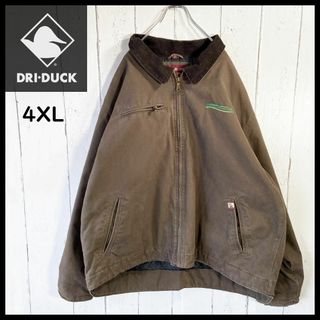 ヴィンテージ(VINTAGE)のDRI-DUCK ダックジャケット コーデュロイ襟 USA古着 4XL ブラウン(ブルゾン)