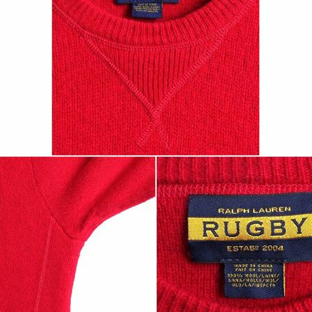 Ralph Lauren(ラルフローレン)のラグビー ラルフローレン ウール ニット セーター メンズ L / RUGBY 前V クルーネック 無地 サイドパネル ヴィンテージ スウェット モデル メンズのトップス(ニット/セーター)の商品写真