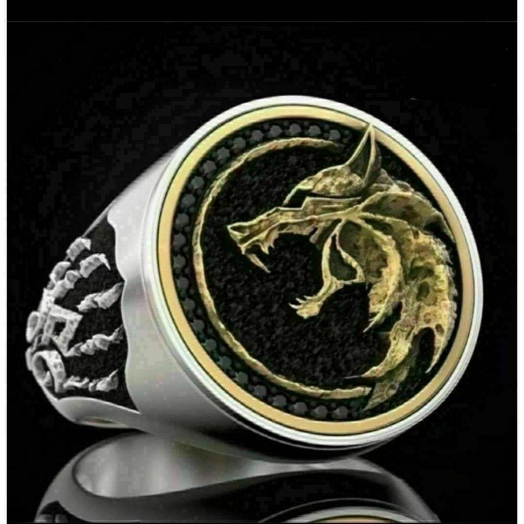 【R011】リング　メンズ　指輪　ゴールド　オオカミ　狼　ウルフ　20号 メンズのアクセサリー(リング(指輪))の商品写真