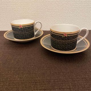 ウェッジウッド(WEDGWOOD)のウェッジウッド　クリオ　ブラックダマスク　インペリアル　カップ&ソーサー(グラス/カップ)