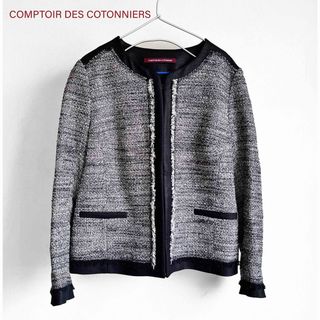 コントワーデコトニエ(Comptoir des cotonniers)の美品コントワー・デ・コトニエ ツイードジャケット卒業式入学式(ノーカラージャケット)