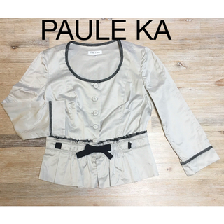 ポールカ(PAULE KA)のポールカ　PAULE KA  リボン　ペプラム　ノーカラージャケット(ノーカラージャケット)