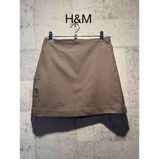 H&M - H&M  ブラウン柄　台形ミニスカート