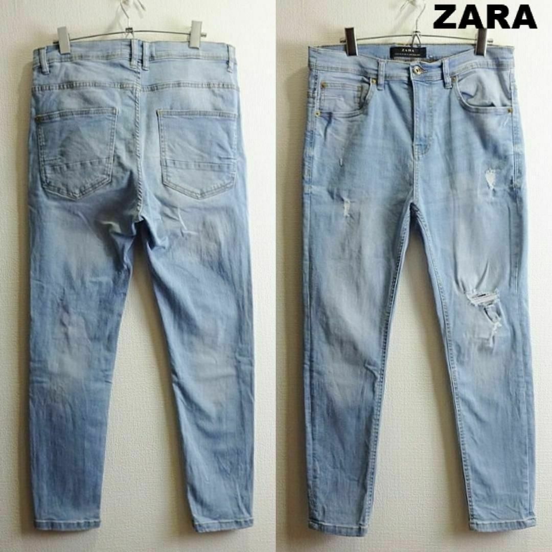 ZARA(ザラ)のZARA MAN　スキニーデニム　W81cm　ハイライズ　強ストレッチ　空色 メンズのパンツ(デニム/ジーンズ)の商品写真