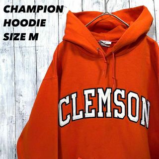 チャンピオン(Champion)のアメリカ古着　チャンピオン　カレッジ刺繍ロゴスエットパーカー　サイズM オレンジ(パーカー)