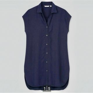 ユニクロ(UNIQLO)のユニクロ　リネンブレンド　ロングシャツ(シャツ/ブラウス(半袖/袖なし))