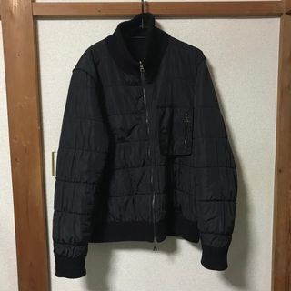 PRADA - 正規品 プラダ ナイロン ジャケット XL ネイビー ロゴ付 MA-1 ...