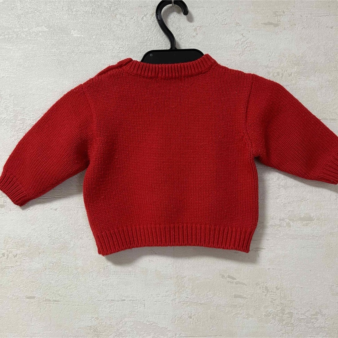mikihouse(ミキハウス)のミキハウス✨日本製くまちゃんベビーニット80サイズ赤 キッズ/ベビー/マタニティのベビー服(~85cm)(ニット/セーター)の商品写真