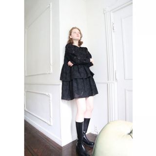 エピヌ(épine)のepine double frill onepiece black ワンピース(ミニワンピース)