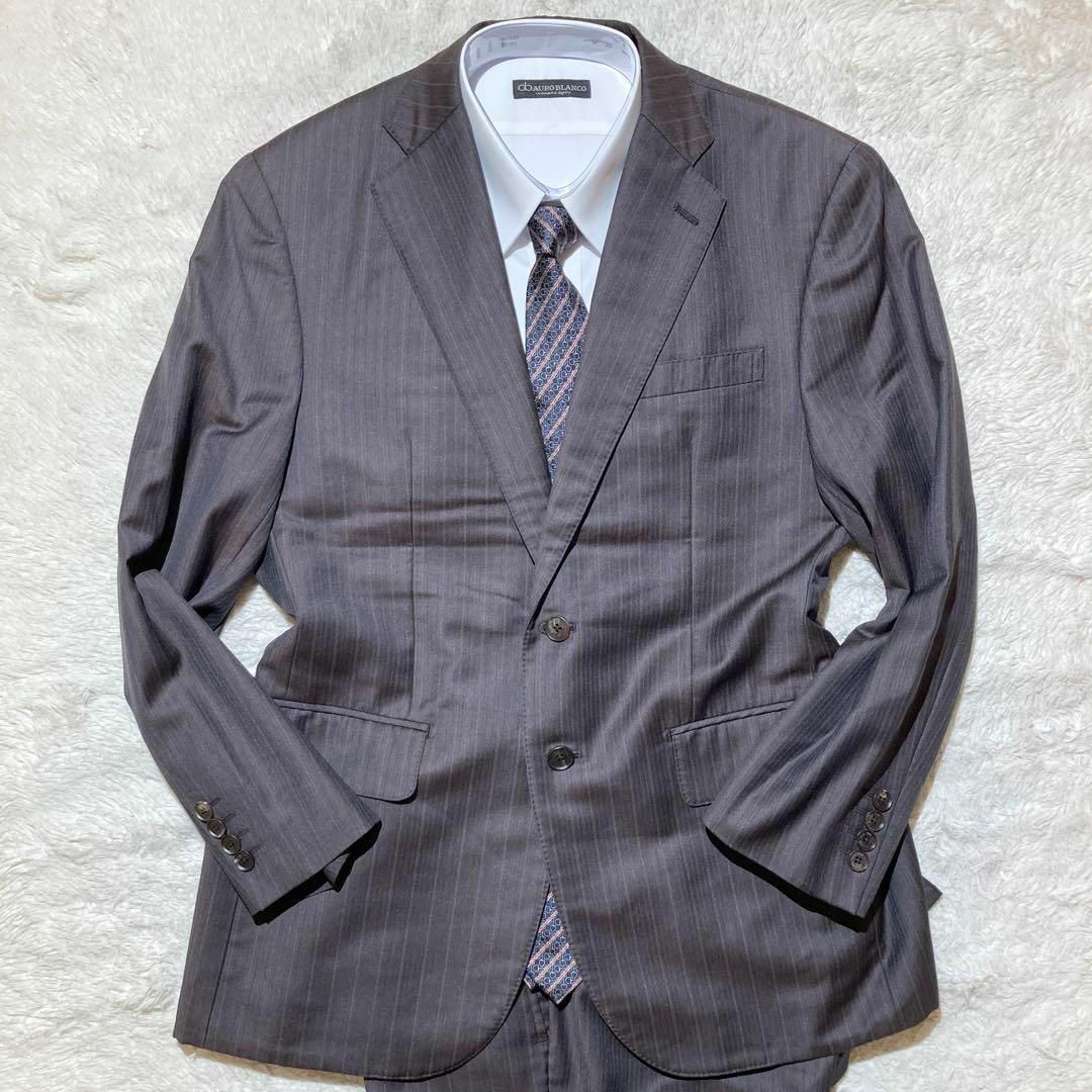 Ermenegildo Zegna(エルメネジルドゼニア)の【極美品】エルメネジルドゼニア スーツ オーダーメイド ブラウン ストライプ L メンズのスーツ(セットアップ)の商品写真