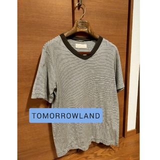 トゥモローランド(TOMORROWLAND)のTOMORROWLAND　カシミヤ混 ボーダーVネックTシャツ カットソー(Tシャツ/カットソー(半袖/袖なし))