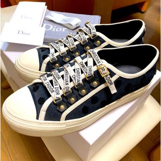 クリスチャンディオール(Christian Dior)のWALK'N'DIOR スニーカー コットンキャンバス ブラック×ドット(スニーカー)