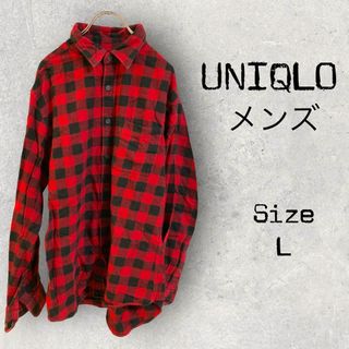 ユニクロ(UNIQLO)の1097 ユニクロ【L】メンズ　チェック柄シャツ　赤色　レッド　綿100%(シャツ)