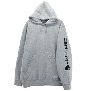 カーハート(carhartt)の古着 カーハート Carhartt Loose Fit 袖プリント スウェットプルオーバーパーカー メンズL /eaa416575(スウェット)