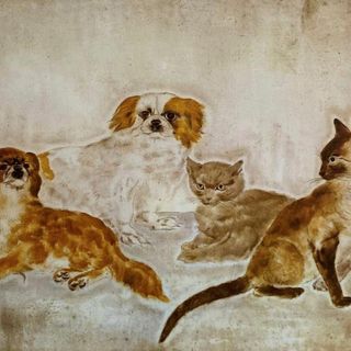 藤田嗣治、「Deux Chiens et deux chats」(絵画/タペストリー)