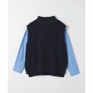 アデイインザライフ(a day in the life)の【NAVY】アゼ ハイネックベスト+シャツ -ハンドウォッシャブル-<A DAY IN THE LIFE>(ニット/セーター)