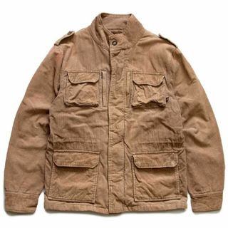 アルファインダストリーズ(ALPHA INDUSTRIES)のALPHAアルファ スタンドカラー コットン コーデュロイジャケット 薄茶 L★ミリタリー M-65 フィールド フライト(ミリタリージャケット)