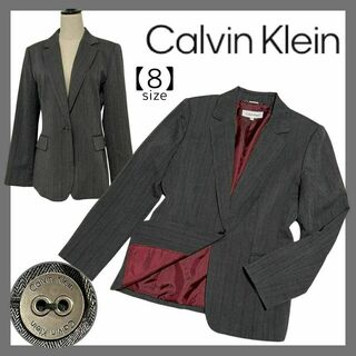 カルバンクライン(Calvin Klein)のカルバンクライン　テーラードジャケット　ストライプ　フォーマル　ビジネス　グレー(テーラードジャケット)
