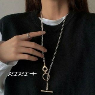 ビューティアンドユースユナイテッドアローズ(BEAUTY&YOUTH UNITED ARROWS)のバイカラー ロングネックレス シルバー ゴールド チェーンネックレス　Y字(ネックレス)