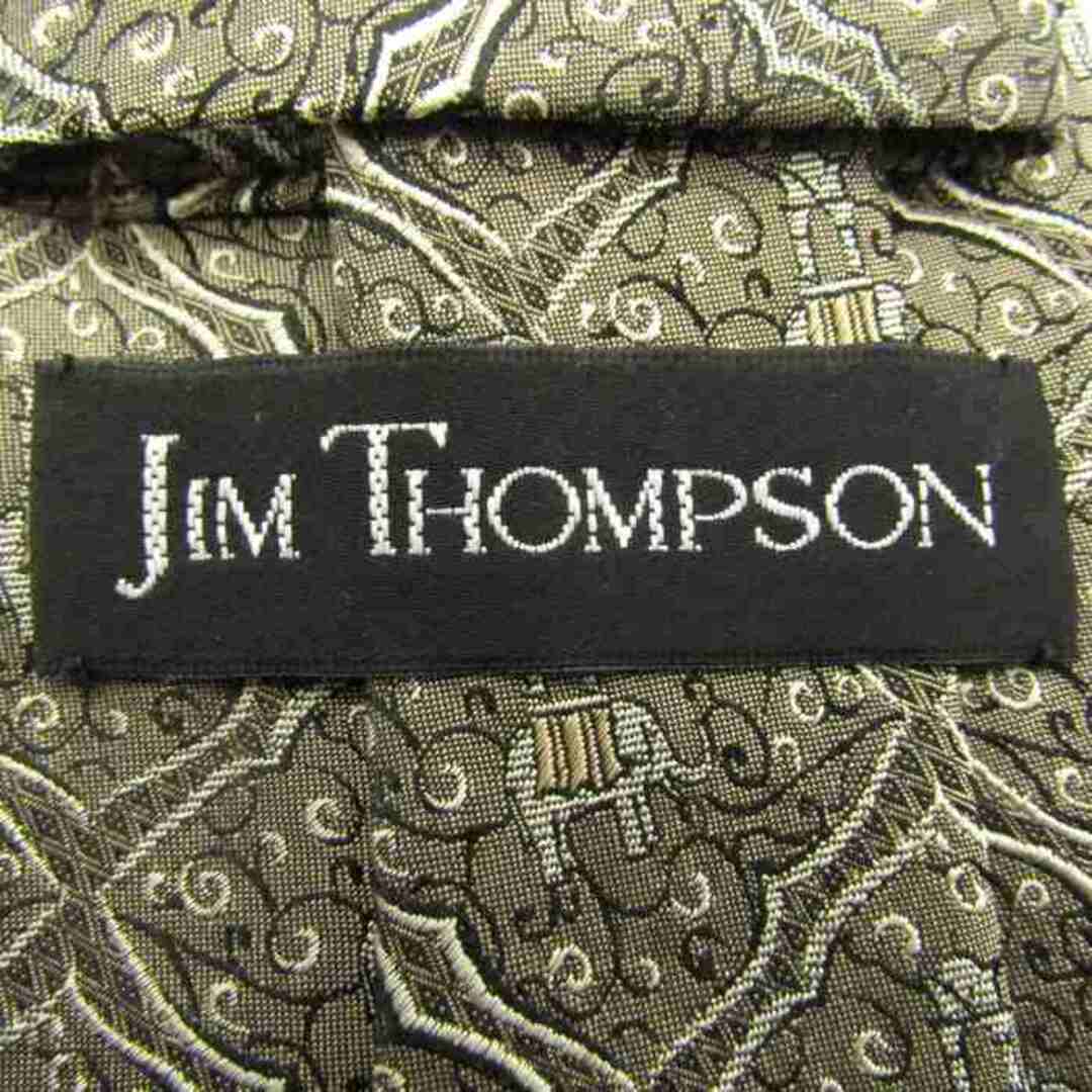 Jim Thompson(ジムトンプソン)のジムトンプソン ブランド ネクタイ チェック柄 格子柄 動物柄 ゾウ シルク メンズ カーキ JIM THOMPSON メンズのファッション小物(ネクタイ)の商品写真