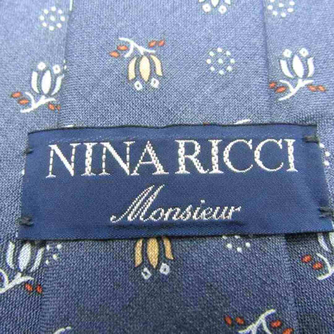 NINA RICCI(ニナリッチ)のニナリッチ ブランド ネクタイ 花柄 ドット 総柄 シルク メンズ ネイビー NINA RICCI メンズのファッション小物(ネクタイ)の商品写真