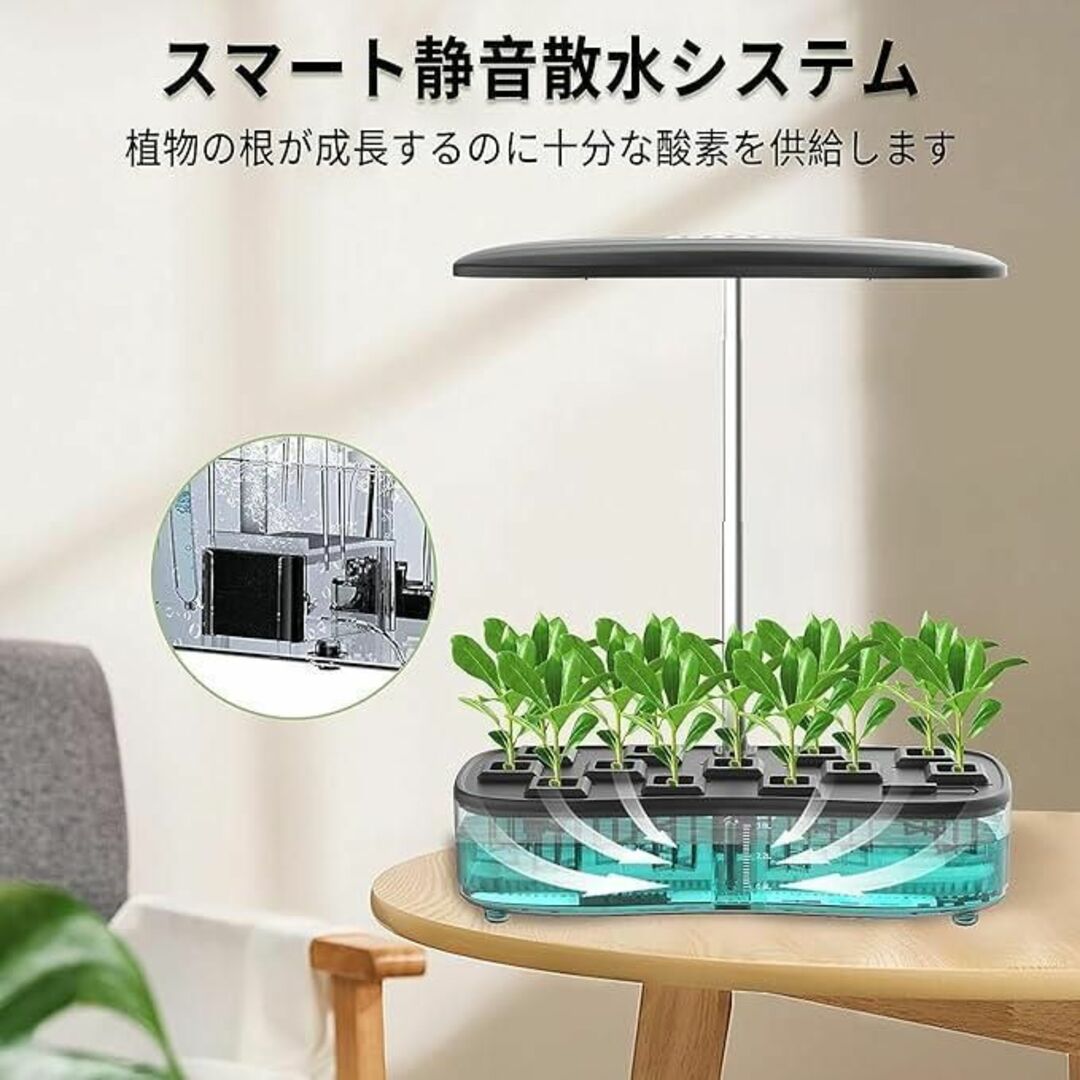 水耕栽培キット　LED植物成長ライト付き　屋内水耕栽培キット　成長苗床キット インテリア/住まい/日用品の日用品/生活雑貨/旅行(日用品/生活雑貨)の商品写真