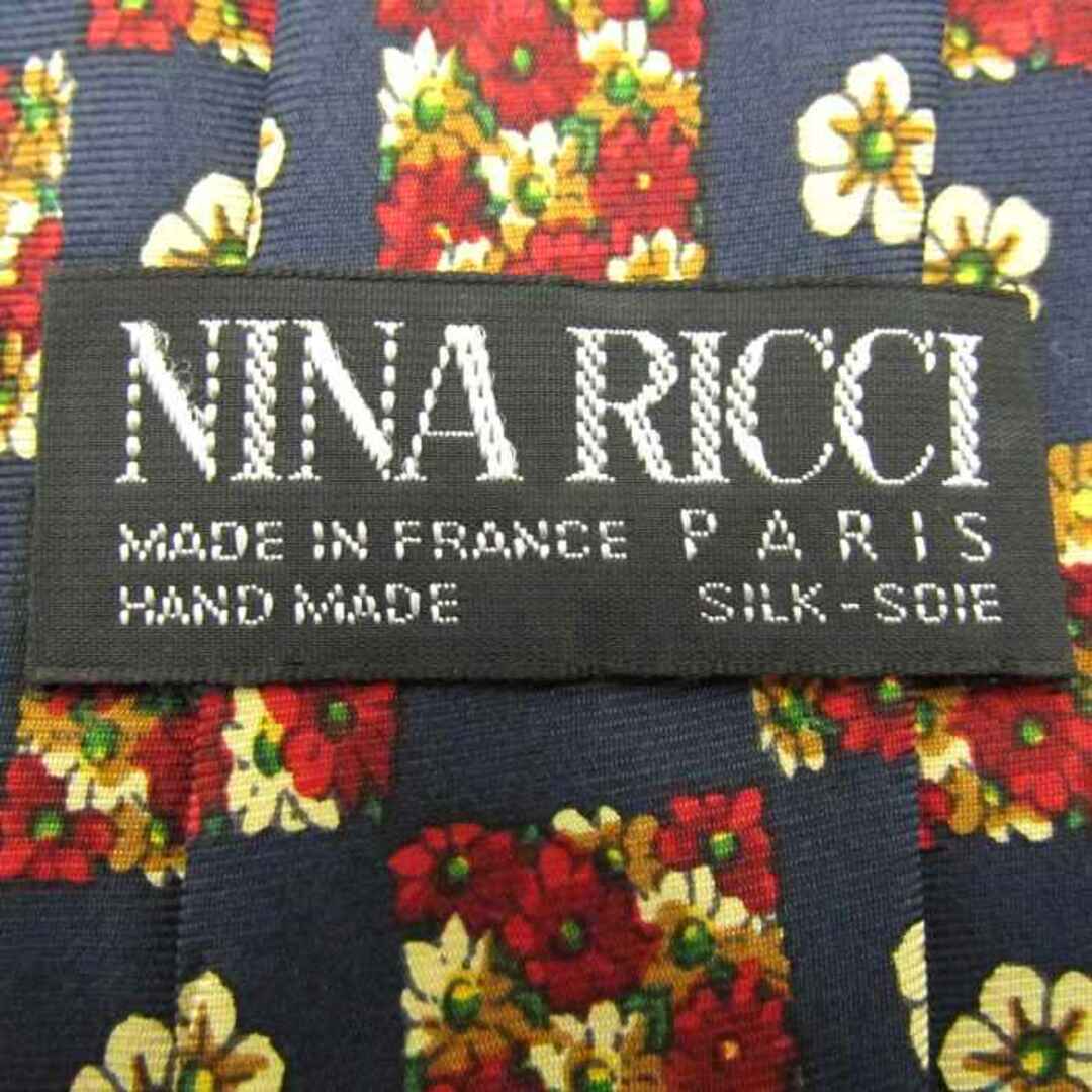 NINA RICCI(ニナリッチ)のニナリッチ ブランド ネクタイ 格子柄 花柄 ドット シルク フランス製 メンズ ネイビー NINA RICCI メンズのファッション小物(ネクタイ)の商品写真