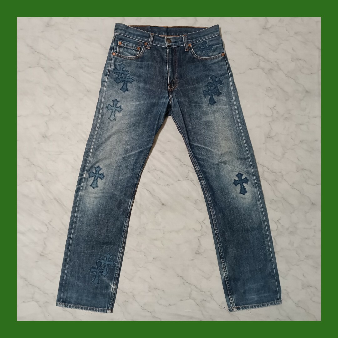 Levi's 505（W30 / 76cm）クロスパッチカスタムデニム/ジーンズ