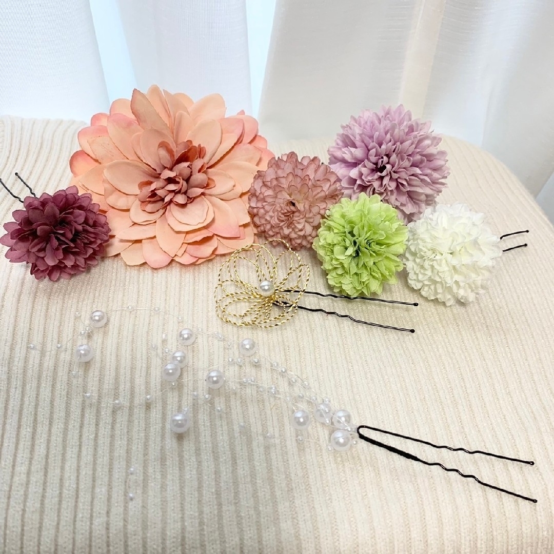 髪飾り 成人式　 卒業式 着物 結婚式 七五三 袴 花 和 華やか かんざし レディースのヘアアクセサリー(ヘアピン)の商品写真