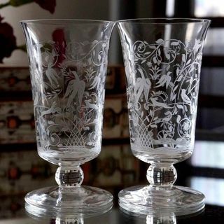 バカラ(Baccarat)の希少★美品オールドバカラBACCARATジェッダ★ワイングラス ペア★シュバリエ(グラス/カップ)