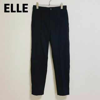 エル(ELLE)のst463 ELLE スラックス シンプルパンツ 黒 無地 センターラインあり(カジュアルパンツ)