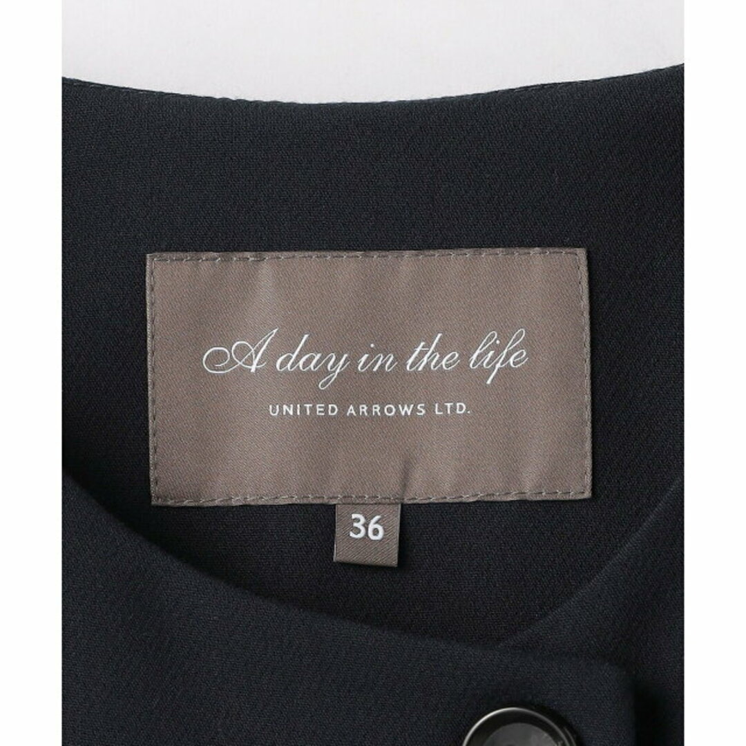 a day in the life(アデイインザライフ)の【NAVY】ダブルクロス ノーカラー ベルトコート<A DAY IN THE LIFE> レディースのジャケット/アウター(その他)の商品写真