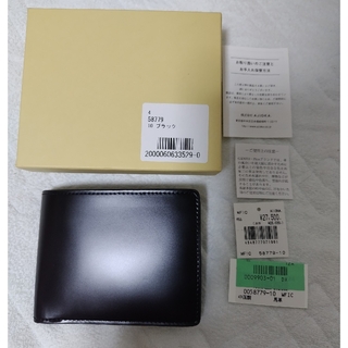 新品　フィーコ　メンズ　コードバン　二つ折り財布　黒(折り財布)