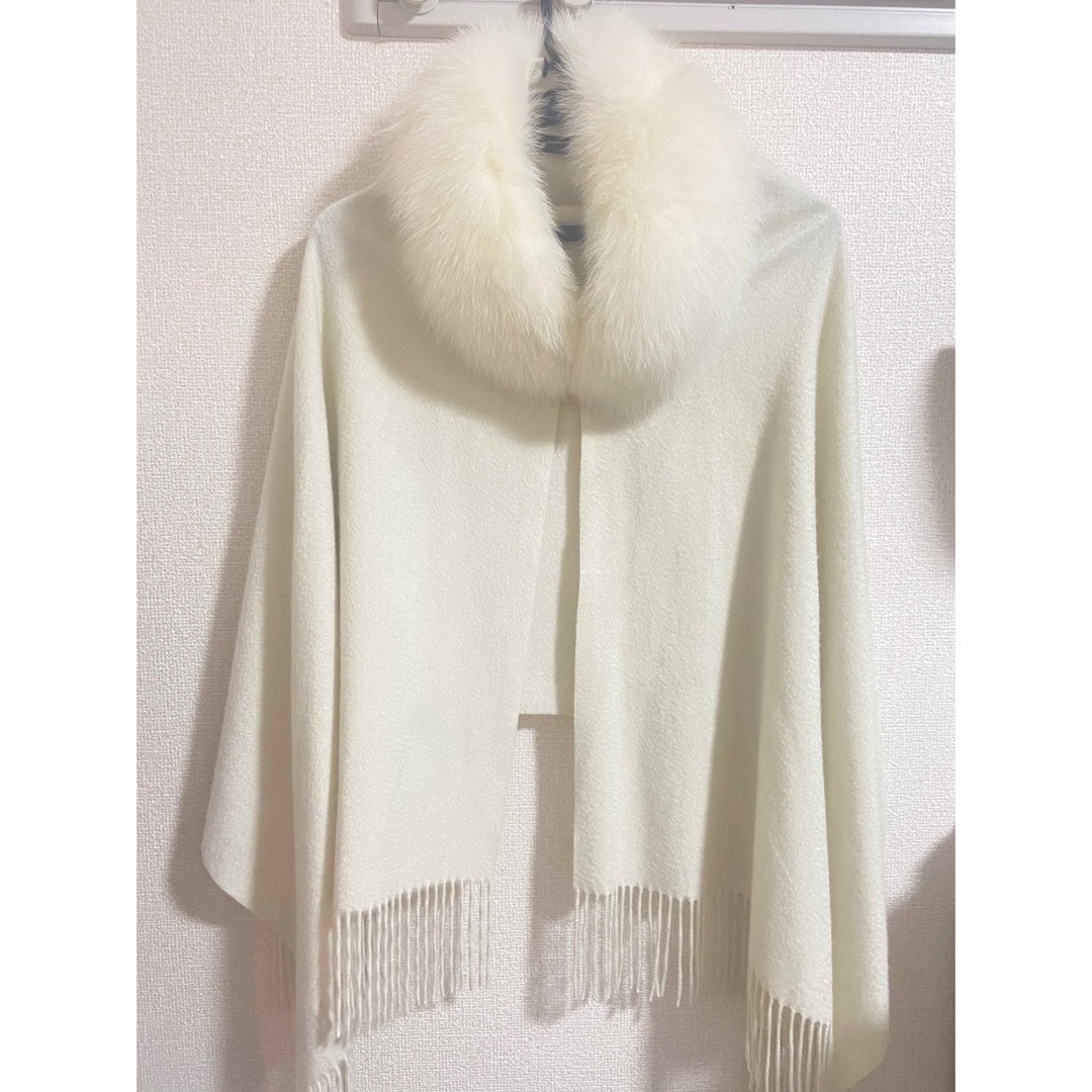 新品*LANVIN ランバン コレクション フォックスファー ポンチョ ニット ランバン 大判ストール フォックスファー付きseventen ハート